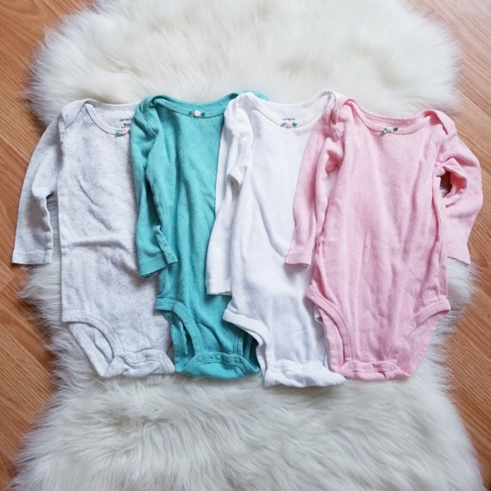 Carter's 4 Piece Set Baby Girl Long Sleeve Onesie - Picture 1 of 8